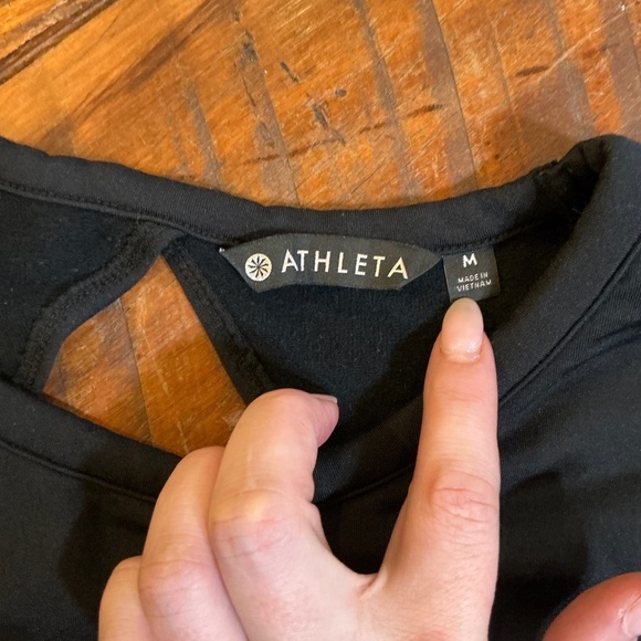 Athleta Black Strappy Back Short Sleeve Tee Size M - Picture 4 of 7